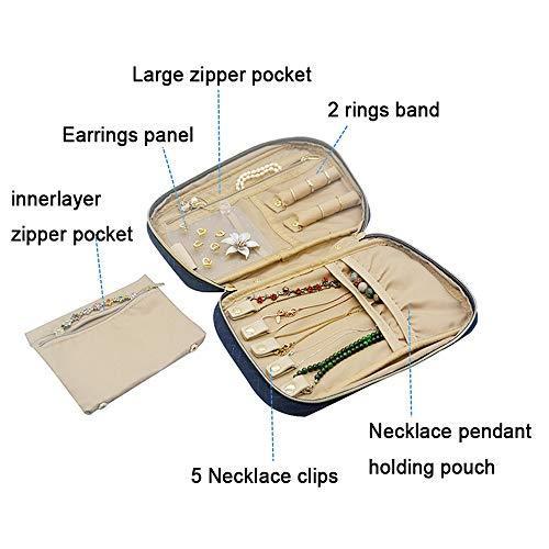 Lmeison Travel Jewelry Organizer Bag Storage Case for Necklace, Earrings, Rings, Bracelet（Blue）