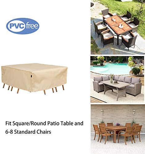 FLYMEI 94 Inch Round Patio Waterproof Table & Chair Set Cover