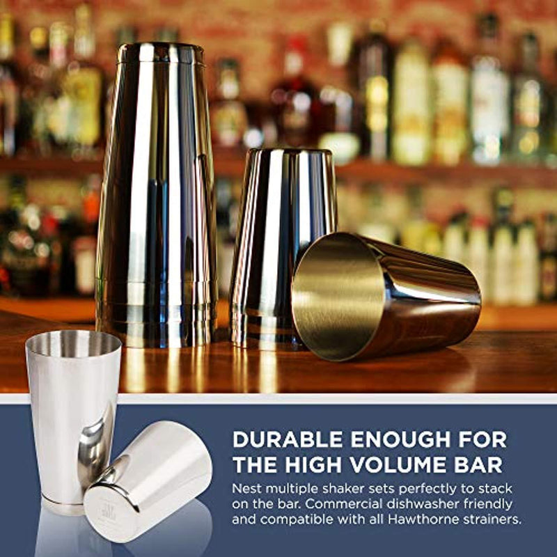 Premium Cocktail Shaker Set: Two-Piece Pro Boston Shaker Set. Unweighted 18oz & Weighted 28oz Martini Drink Shaker made from Stainless Steel 304