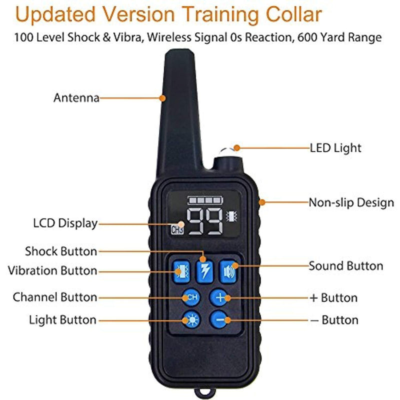 Dog Training Collar with Remote Rainproof Shock Collar 800 Yards Control with Beep Vibration and Harmless Shock No Barking Collar for Small Medium Large Dog