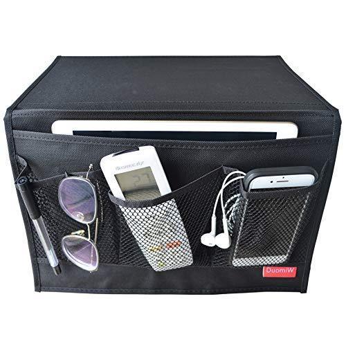 DuomiW Bedside Storage Organizer, Beside Caddy, Table Cabinet Storage Organizer, TV Remote Control, Phones, Magazines, Tablets, Accessories (Brown)