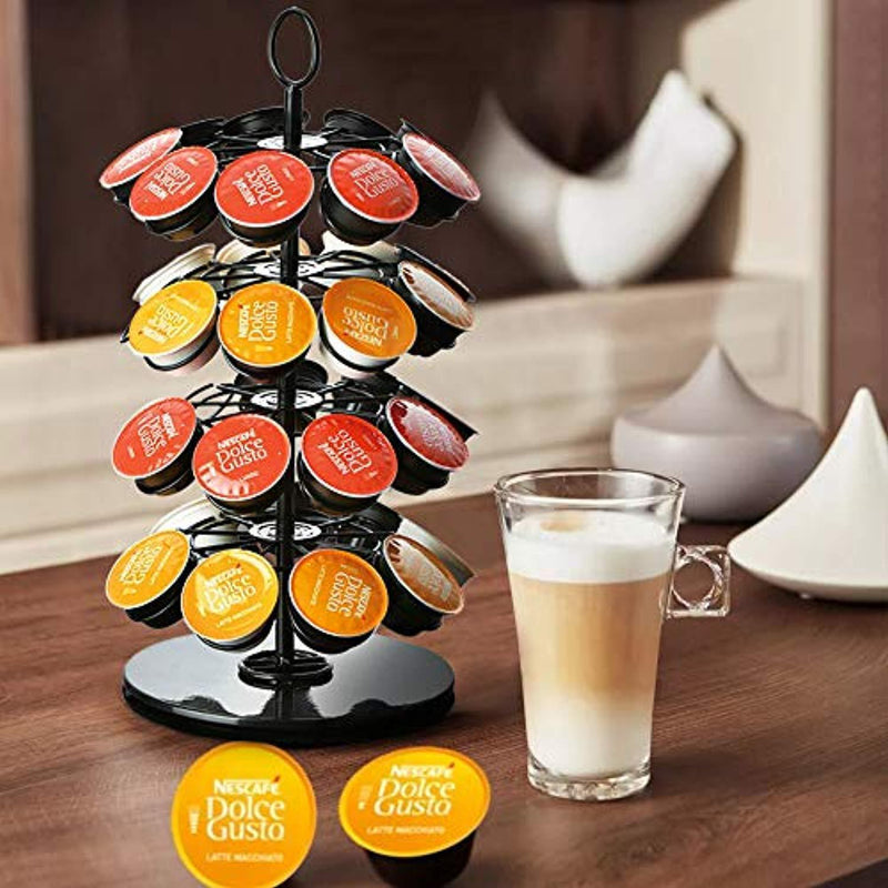 Coffee Storage Carousel, Stainless Steel Coffee Pod Holder with Hang Hole for K-Cup Pods - Coffee Organizer 36 Pod Capacity, Black