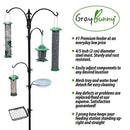 Gray Bunny GB-6844 Premium Bird Feeding Station Kit, 22" Wide x 91" Tall (82 inch Above Ground) Black, A Multi Feeder Hanging Kit & Bird Bath for Attracting Wild Birds, Birdfeeder and Planter Hanger