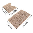 Sunnyglade Bathroom Contour Rugs Combo, Set of 2 Chenille Fabric Microfiber Soft Shaggy Non Slip 21" X 34" Bath Shower Mat and 20" X 20" U-shaped Toilet Floor Rug Bathroom Carpet