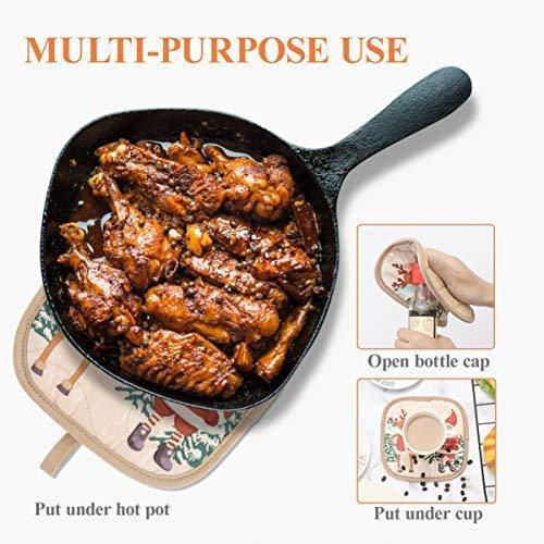 KeShi Kitchen Oven Mitts Set, Oven Mitts and Pot Holders, Heat Resistant with Quilted Cotton Lining, Non-Slip Surface 4 Pieces for Cooking, Baking, Grilling, Barbecue (Gray)