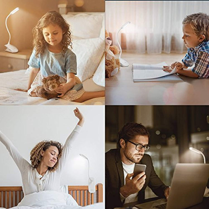 Led Clip Reading Light, Raniaco Daylight 12 Leds Reading Lamp-3 Brightness,USB Rechargeable, Touch Switch Bedside Book Light with Good Eye Protection Brightness