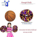 4Pcs Metallic Cheerleading Pom Poms for Kids, Creatiee 2 Pair Cheerleader Cheering Squad Pompoms for Boy Girl School Sports Games Team Spirit Cheer