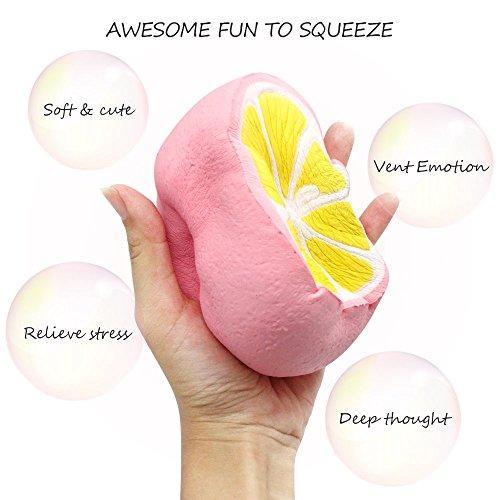 UMIKU 4.3" Jumbo Slow Rising Squishies Cheeki Lemon Squishy Cream Scented Charms Kawaii Squishy Toys for Kids and Adults(Pink)