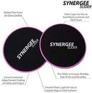 Synergee Core Sliders. Dual Sided Use on Carpet or Hardwood Floors. Abdominal Exercise Equipment