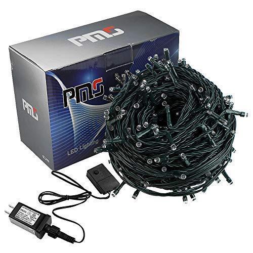 PMS 500 LED Multicolor String Fairy Lights on Dark Green Cable with 8 Light Effects and Memory Function, Low Voltage Transformer Included, UL Listed. Ideal for Christmas, Xmas, Party, Wedding, etc.