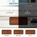BlaCOG Alarm Clock Digital Desk Wooden Alarm Clock Upgraded with Time Temperature, Adjustable Brightness, 3 Set of Alarm and Voice Control - Bamboo