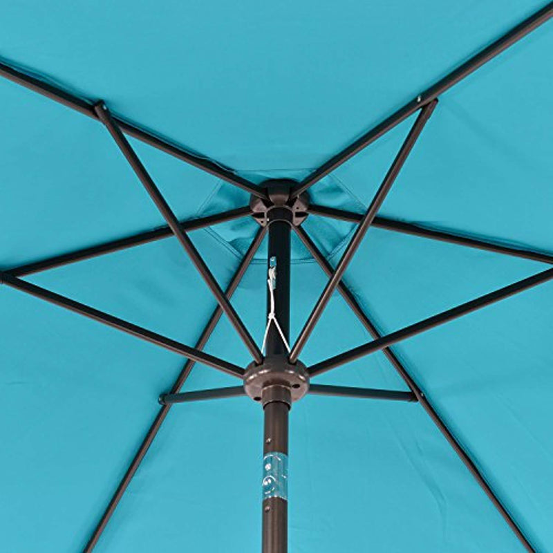 LCH 9 ft Outdoor Umbrella Patio Backyard Market Table Umbrella Sturdy Pole Push Button Easily Tilt Crank with Umbrella Cover (Blue)