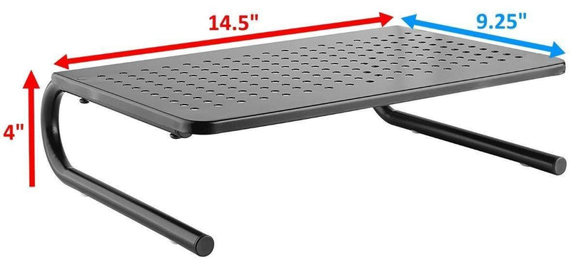 2 Pack Vented Monitor Stand for Computer, Laptop, Desktop, iMac or Printer - Metal Monitor Riser with 14.5 x 9.5 Inch Platform and 4 Inch Riser Height - Monitor Stand Organizer for Home or Office Use