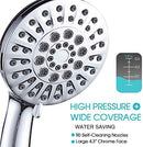 VOLUEX Handheld Shower Head with Hose - High Pressure 6 Setting Spray 4.3" Face Hand Held Adjustable Bracket Detachable Removable Water Saving Rainfall Showerheads