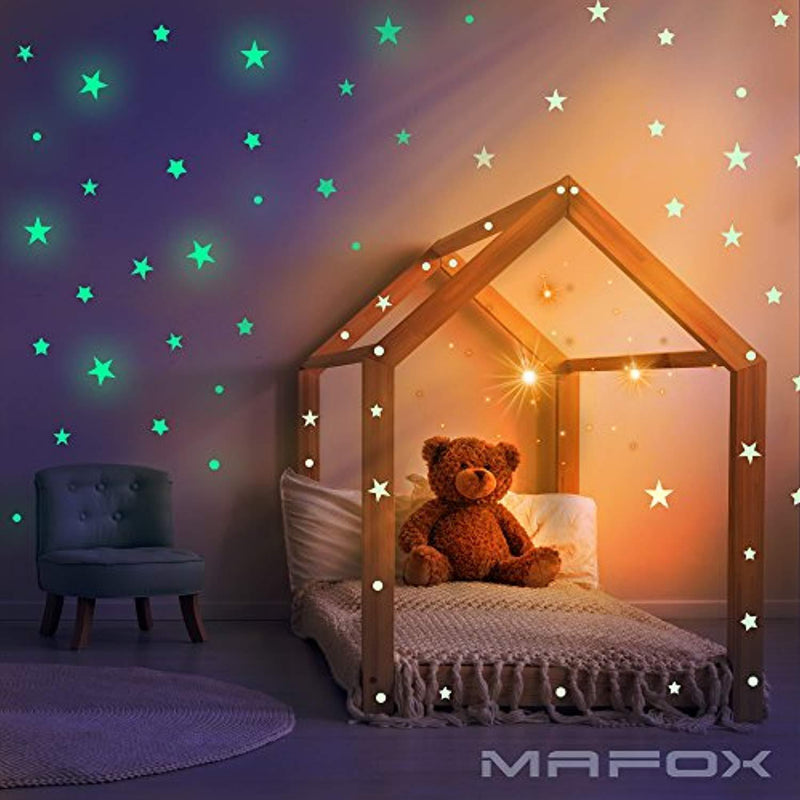 Glow in The Dark Stars for Ceiling or Wall Stickers - Glowing Wall Decals Stickers Room Decor Kit - Galaxy Glow Star Set and Solar System Decal for Kids Bedroom Decoration by MAFOX