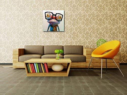 Muzagroo Art Oil Painting Modern Art Happy Frog Painted by Hand on Canvas Stretched Ready to Hang Wall Art(24x24in)