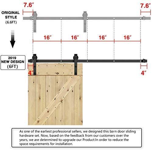 U-MAX 6 Ft Sliding Barn Door Hardware Kit -Heavy Duty Sturdy, Smoothly and Quietly -Easy to Install - Fit 36"-40" Wide Door Panel (I Shape Hanger)