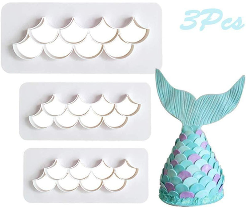 Sunsor Set of Mermaid Scales Cookie Cutters Geometric Multicutter Mermaid Cake Fondant Making Tools for Mermaid Birthday Party Supplies