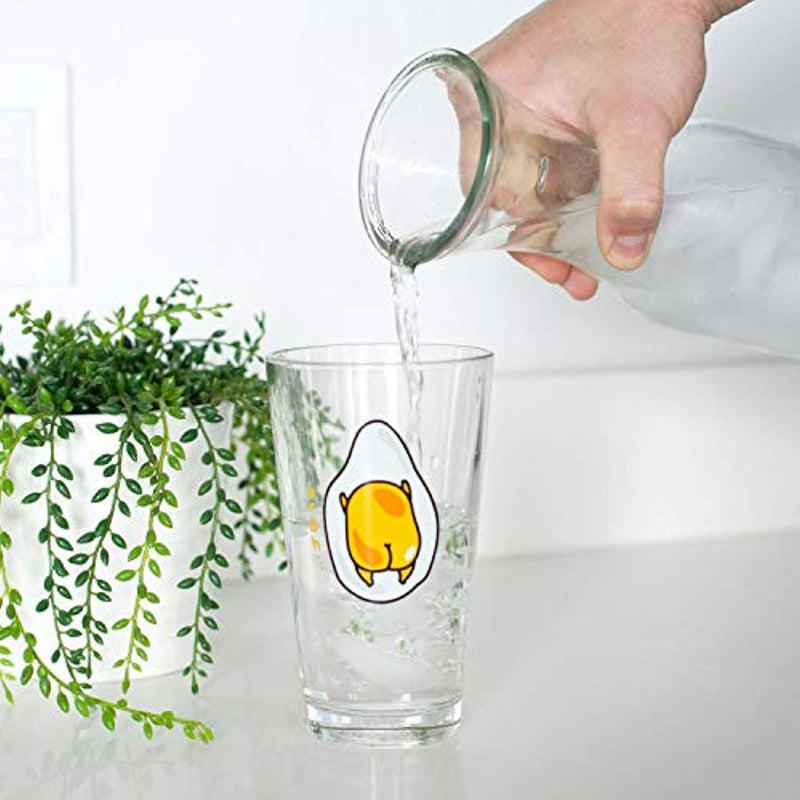 Se7en20 Official Gudetama The Lazy Egg Pint Glass | Features Gudetama's Back in a Cute Lazy Style | 16 Oz. Cup