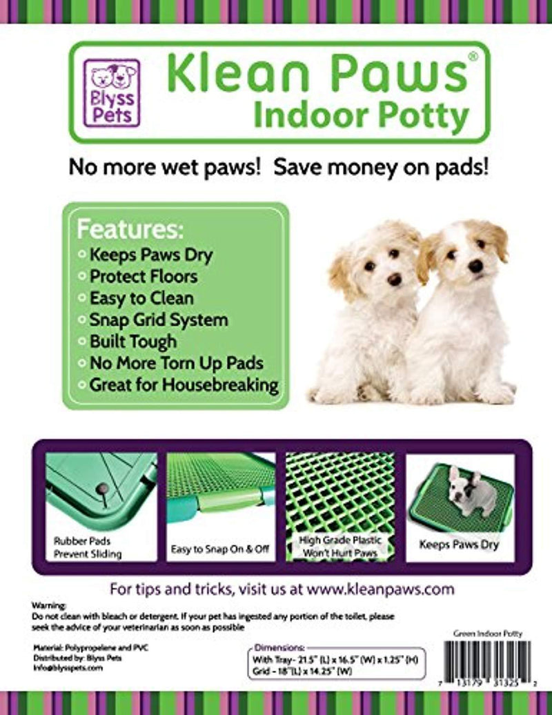 Blyss Pets Klean Paws Indoor Dog Potty, No Torn Potty Pads! Keep Paws Dry! Protect Floors! Easy Cleanup On Pads! for Puppies, Small Dogs & Cats, 1 Puppy Pad Holder Tray, Guarantee