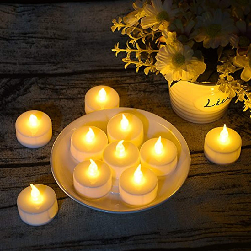 Tea Light Flameless LED Tea Lights Candles (125 Pack，$0.239/Count), Flickering Warm Yellow 100+ Hours Battery-Powered Tealight Candle. Ideal for Party, Wedding, Birthday, Gifts and Home Decoration