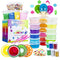 25pc Slime Kit For Making DIY Crystal Clear Slime | 18 Colors Slime, 6 Pack Foam Beads, 4 Fruit and 3 Ice Cream Containers | Slime Supplies and Glitter Accessories For Boys and Girls