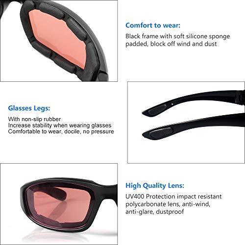 3 Pair Motorcycle Riding Glasses Padding Goggles UV Protection Dustproof WindproofMotorcycle Sunglasses with Clear Lens for Outdoor sports Actives