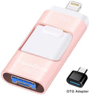 Sunany Flash Drive for iPhone 128GB, Lightning Memory Stick External Storage for iPhone/PC/iPad/Android and More Devices with USB Port (128GB Pink)