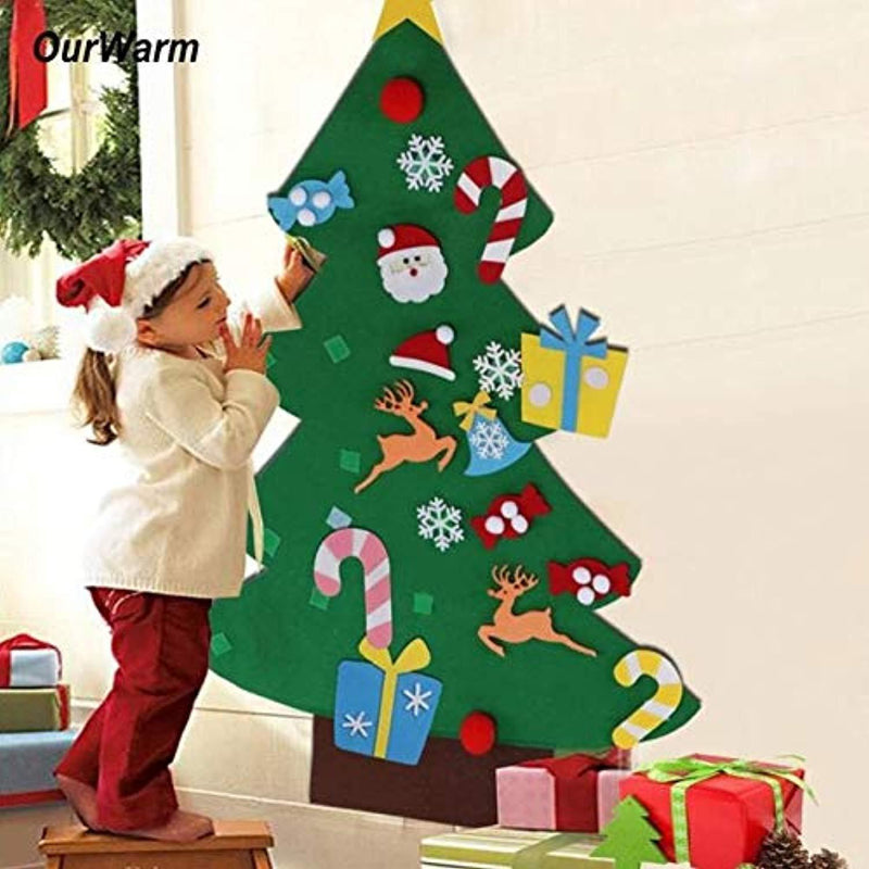 YISUGAR 3ft DIY Felt Christmas Tree Set + 26pcs Detachable Ornaments, Wall Hanging Xmas Gifts for Christmas Decorations