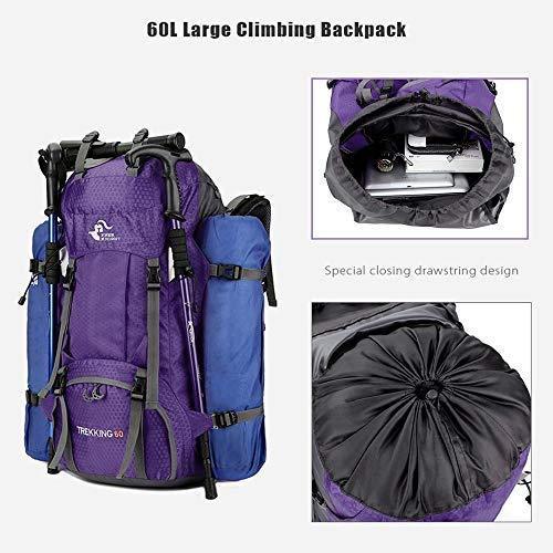 60L Waterproof Lightweight Hiking Backpack with Rain Cover,Outdoor Sport Travel Daypack for Climbing Camping Touring