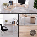 TOPSKY L-Shaped Desk Corner Computer Desk 55" x 55" with 24" Deep Workstation Bevel Edge Design (Oak Brown+ Black Leg)