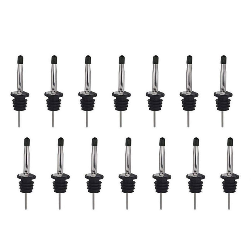 Homder 14Pack Pourer Bottle Spout Free Flow Stainless Steel Pourers for Liquor, Whiskey, Oil Bottle Spouts with Rubber Dust Caps, 100% non-rust, Durable&Professional