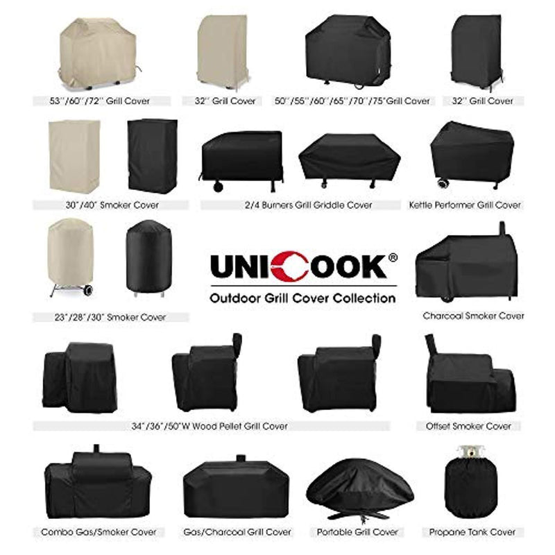 UNICOOK Heavy Duty Waterproof Barbecue Gas Grill Cover, 60-inch BBQ Cover, Special Fade and UV Resistant Material, Durable and Convenient, Fits Grills of Weber Char-Broil Nexgrill Brinkmann and More