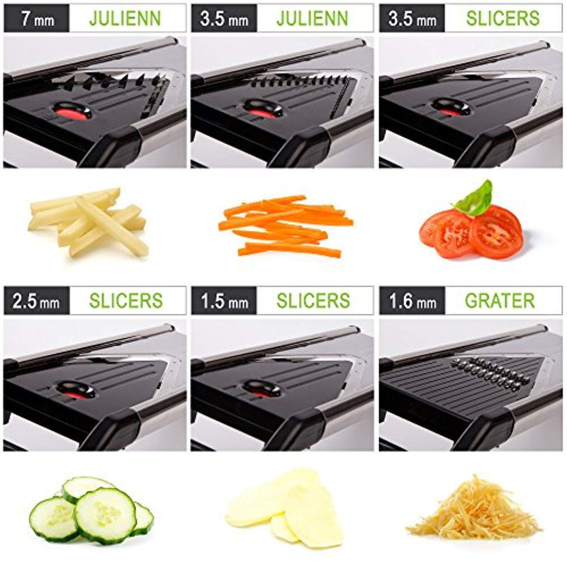 Mandoline Slicer 6 in 1 Razor Sharp Blades – Durable Vegetable Slicer for Home and Professional Use by ELYX