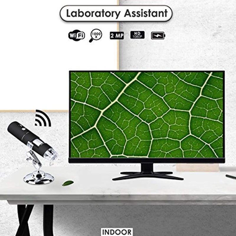 Portable Wireless WiFi Digital Microscope USB 2MP 1080P HD 50x to 1000x Magnification Handheld Endoscope Metal Stand iPhone iPad Android Phone Windows