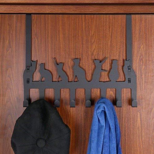Wintek Over the Door Hook Hanger, Heavy Duty Organizer Rack for Towel, Hat,Hoodies,Coat , Cloth,Bag - 8 Hooks (Black)