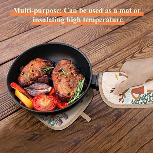 KeShi Kitchen Oven Mitts Set, Oven Mitts and Pot Holders, Heat Resistant with Quilted Cotton Lining, Non-Slip Surface 4 Pieces for Cooking, Baking, Grilling, Barbecue (Gray)