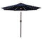 C-Hopetree 9' Solar LED Lighted Outside Patio Market Umbrella for Outdoor Table Balcony Garden Deck Poolside with Tilt, Navy Blue