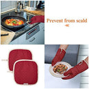 KeShi Kitchen Oven Mitts Set, Oven Mitts and Pot Holders, Heat Resistant with Quilted Cotton Lining, Non-Slip Surface 4 Pieces for Cooking, Baking, Grilling, Barbecue (Gray)