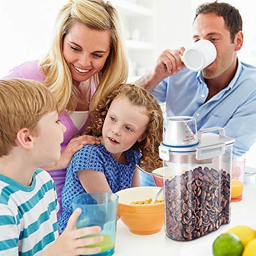 Mini Dry Food Storage Container - Rice Container with Pour Spout + Cup - Handy Dry Food Keeper for Sugar Beans Grain Candy 1.5L Blue