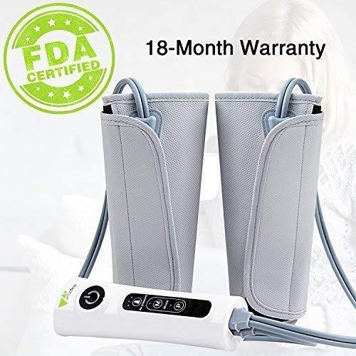 Amzdeal Leg Massager Air Compression Leg Wraps for Calf Arms Foot Built-in Rechargeable Battery Cordless Design 【Update】