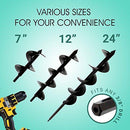 7Penn Garden Plant Flower Bulb Auger 3in x 24in Rapid Planter – Post or Umbrella Hole Digger for 3/8in Hex Drive Drill
