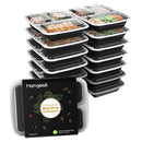 Homgeek 15-Pack Meal Prep Containers 3 Compartment BPA-Free Food Storage Stackable Reusable Microwave Dishwasher & Freezer Safe Bento Lunch Boxes with Airtight Leads for Portion Control
