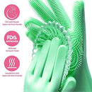 NIROLLE Reusable Silicone Dishwashing Gloves, Pair of Rubber Scrubbing Gloves for Dishes, Wash Cleaning Gloves with Sponge Scrubbers for Washing Kitchen, Bathroom, Car...