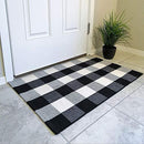Cotton Buffalo Plaid Rugs Black and White Checkered Rug Welcome Door Mat (23.6"x35.4") Rug for Kitchen Carpet Bathroom Outdoor Porch Laundry Living Room Braided Throw Mat Washable Woven Buffalo Check