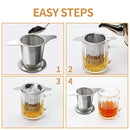 ZPOSE Tea Strainer FDA Approved 304 Stainless Steel Tea Filter, Large Capacity & Double Handle Design Perfect Hanging on Teapot Cups, Fine Mesh Tea Infusers for Loose Tea
