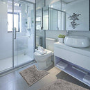 Sunnyglade Bathroom Contour Rugs Combo, Set of 2 Chenille Fabric Microfiber Soft Shaggy Non Slip 21" X 34" Bath Shower Mat and 20" X 20" U-shaped Toilet Floor Rug Bathroom Carpet