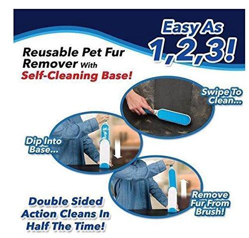 LAYSHE Pet Hair Remover-Lint Brush/Remover-Dog & Cat Hair Remover with Self-Cleaning Base - Efficient Double Sided Animal Hair Removal Tool - Perfect for Clothing, Furniture, Couch, Carpet