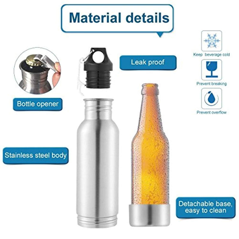 Beer Bottle Insulator, Stainless Steel Beer Bottle Insulator (2 Pack) Keeps Beer Colder With Opener/Beer Bottle Holder For Outdoor or Party