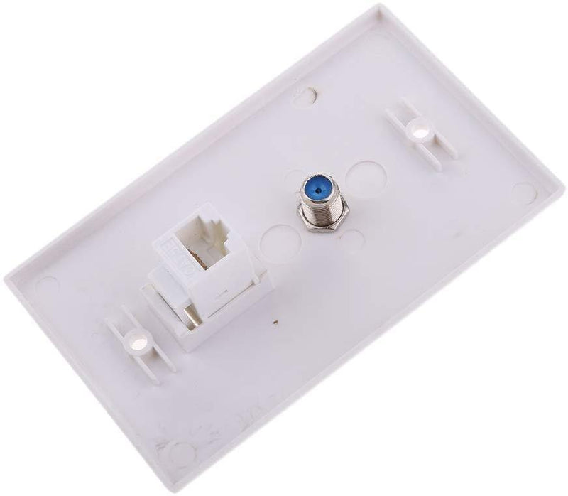 JZLiner Ethernet Coax RJ45 Coaxial F Type Wall plate Jack Socket Outlet Networking Cover Panel